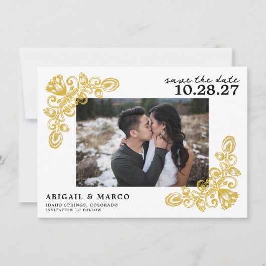 Vintages Gold Save The Date (Vorderseite)