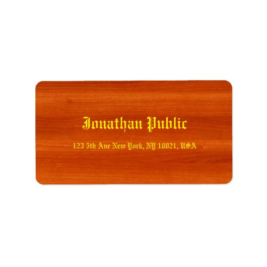 Vintages Gold Script Elegant Walnut Wood Template Adressaufkleber (Vorne)