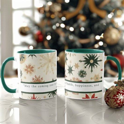 Vintages Gold-Snowfloakes-Muster Personalisiert Tasse