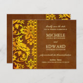 Vintages Gold und braune Damassohle Save the Date (Vorne/Hinten)