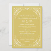 Vintages Gold und Elfenbein Art Déco Hochzeit Einladung (Vorderseite)