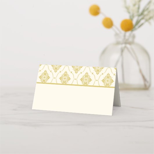 Vintages Gold und Elfenbein Art Déco Hochzeit Platzkarte (Vorderseite)