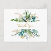 Vintages Gold und grüne Eukalyptus Vielen Dank Postkarte (Vorderseite)