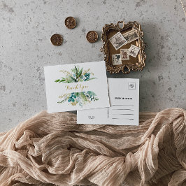 Vintages Gold und grüne Eukalyptus Vielen Dank Postkarte