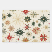 Vintages Gold und grüne Schneeflocken Geschenkpapier Set (Vorderseite)