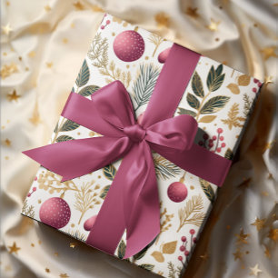 Vintages Gold und Rosa Ornamente Botanisches Mus Geschenkpapier