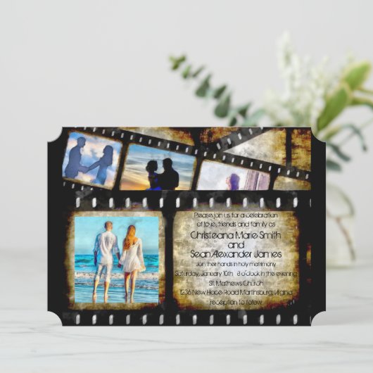 Vintages Gold und schwarzer Einladung (Stehend Vorderseite)