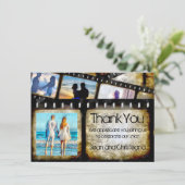 Vintages Gold und Schwarzer Film Strip Wasserfarbe Dankeskarte (Stehend Vorderseite)