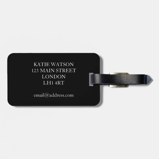 Vintages Gold und schwarzer Gepäckanhänger (Rückseite horizontal)