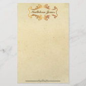 Vintages Gold Verziert | Individuelle Name | Vinta Briefpapier (Vorderseite)