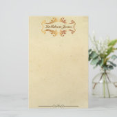 Vintages Gold Verziert | Individuelle Name | Vinta Briefpapier (Stehend Vorderseite)