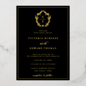 Vintages Gold Wappen Monogram Wedding Foto Folieneinladung (Vorderseite)