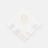 Vintages Gold Wappen Monogram Wedding Serviette (Ecke)