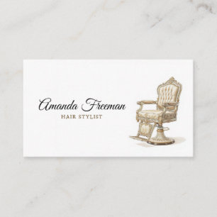 Vintages Gold & White Salon Lehrstuhl Illustration Visitenkarte