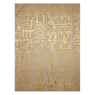 Vintages Goldägyptischer Hieroglyphen-Papier-Druc Tischdecke