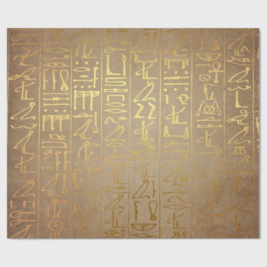 Vintages Goldägyptischer Hieroglyphen-Papier-Druck Geschenkpapier (Flach)