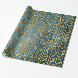 Vintages Goldägyptischer Papierdruck Geschenkpapier