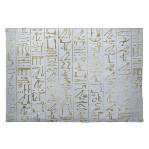 Vintages Goldägyptischer Papierdruck Stofftischset