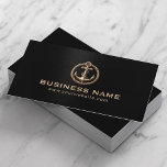Vintages Goldanker-Schiff Visitenkarte<br><div class="desc">Nautical Gold Anker Berufliche Black Business Cards.</div>