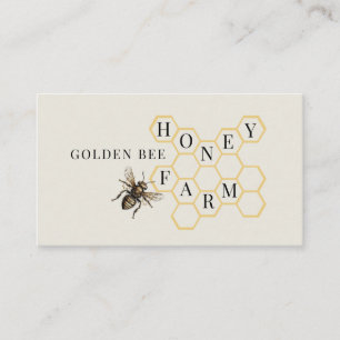 Vintages Golden Bee Logo Honeycomb Beekeeper Visitenkarte
