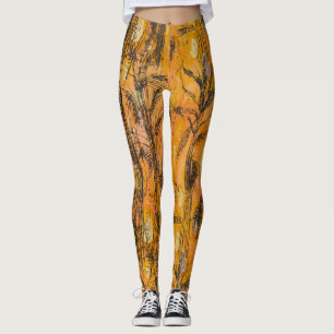 Vintages Golden Harvest Textile Muster Leggings