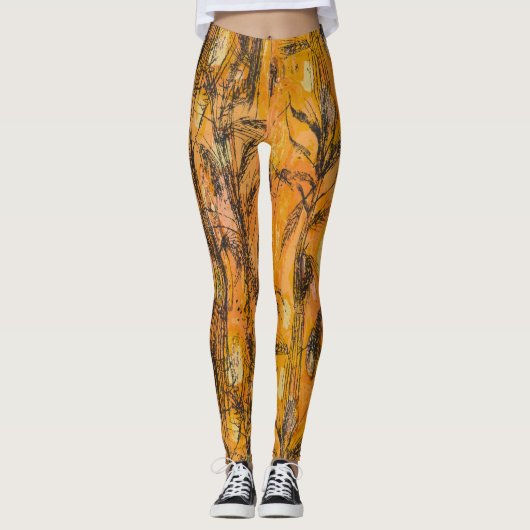 Vintages Golden Harvest Textile Muster Leggings (Vorderseite)