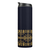 Vintages Golden Indian Blockprint Muster Thermosbecher (Nach rechts gedreht)