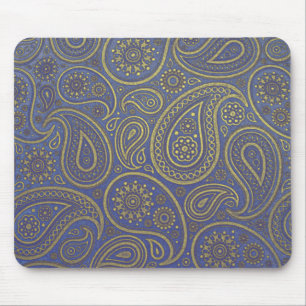 Vintages Golden Paisley auf Blue Mousepad