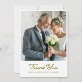 Vintages Golden Script Foto Hochzeit Dankeskarte (Vorderseite)