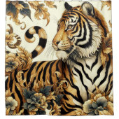 Vintages Golden Tiger Gemälde Duschvorhang (Vorderseite)