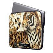 Vintages Golden Tiger Gemälde Laptopschutzhülle (Vorderseite Links)
