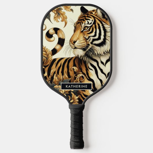 Vintages Golden Tiger Gemälde Pickleball Schläger (Vorderseite)