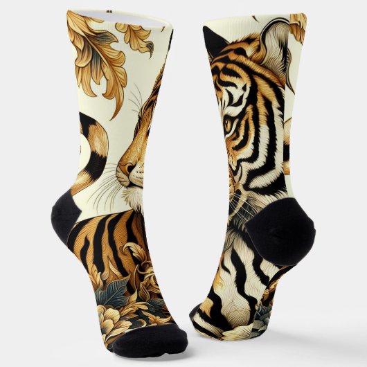 Vintages Golden Tiger Gemälde Socken (Gewinkelt)