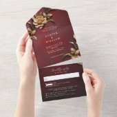 Vintages goldenes Blattwerk uAwg All In One Einladung (Abreißen)