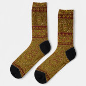 Vintages goldenes Blumenmuster mit Paisley Socken (Linkes Detail)