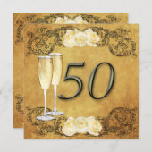 Vintages goldenes Jubiläum Einladung (Vorne/Hinten)