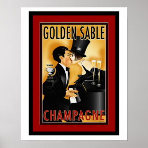 Vintages goldenes Sable-Champagne-Anzeigen-Plakat Poster