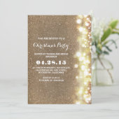 Vintages goldenes Weihnachtsfest im Winter Einladung (Stehend Vorderseite)