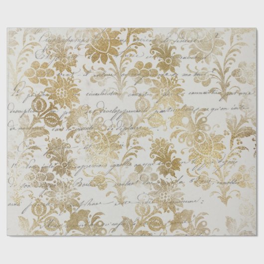Vintages Goldflor Geschenkpapier (Flach)