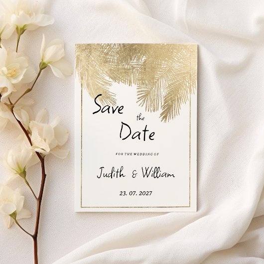 Vintages Goldgold Save the Date Einladung