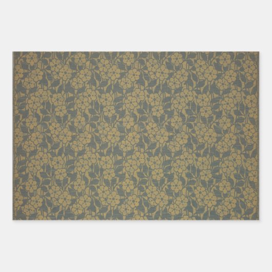 Vintages goldgraues Brokatpapier Geschenkpapier Set (Vorderseite 3)