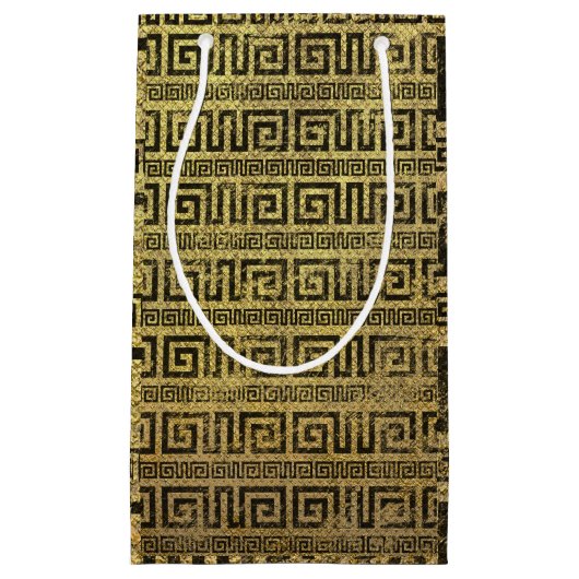 Vintages Goldgriechisches Windungs-Muster Kleine Geschenktüte (Vorderseite)