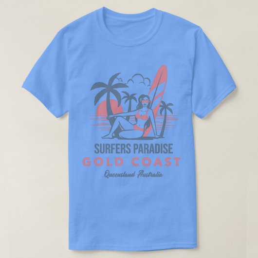 Vintages Goldküste Surferparadies Queensland T-Shirt (Design vorne)