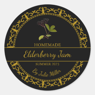 Vintages Goldmedaille Elderberry-Jam-Label Runder Aufkleber