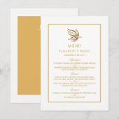 Vintages Goldmedaille-Glitzer-Hochzeitmenü Menükarte (Vorne/Hinten)