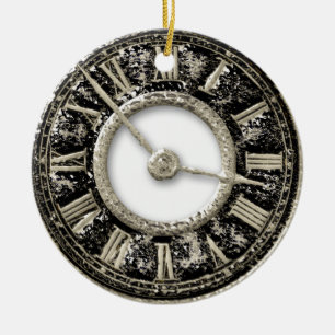 Vintages Goldmetallclockface Keramikornament