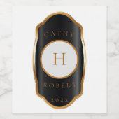 Vintages Goldmonogramm-Weinetikett Weinetikett (Einzelnes Label)