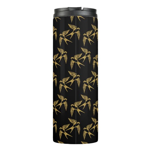 Vintages Goldschatten-Muster Thermosbecher (Rückseite)