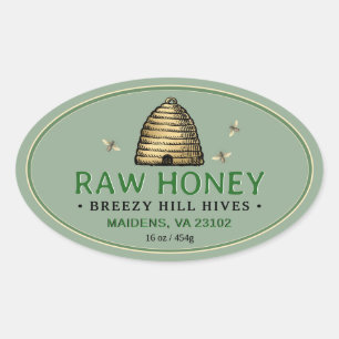Vintages Goldschläger mit Honigbienen Oval Honey L Ovaler Aufkleber