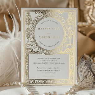 Vintages GoldWedding Verziert Laurel Design Folieneinladung